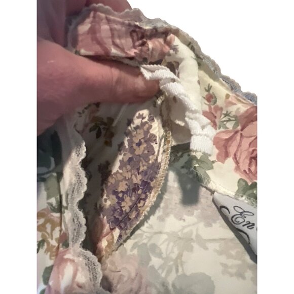 Vintage 90s En Focus Floral V Neck Lace Cottage Core Shoulder Pads Dress medium - Picture 7 of 9